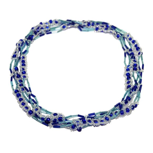 Clear-Blue Mamaie Handcrafted Bead Necklace - Picture 1 of 4